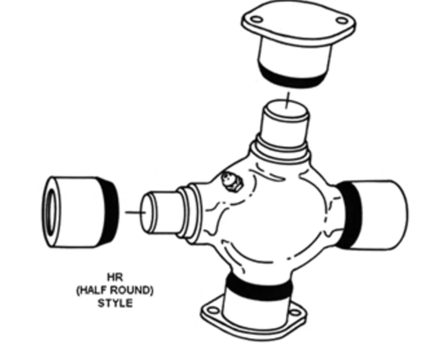 Universal Joint, HR Style, Series 1710, Steel, 1.938 in Bearing Cap Diameter, 6.094 in Bearing Plate Diameter, Greasable SPI25-675X