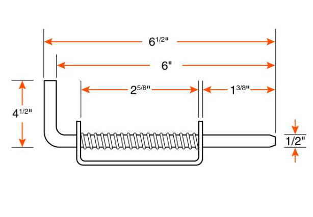 Spring latch 1/2" pin long handle