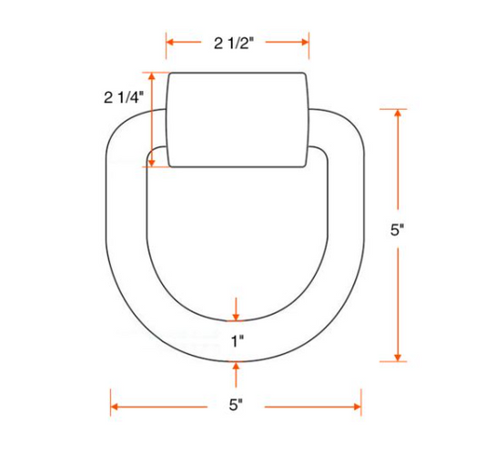 1" x 5" x 5" 47K weld-on tie-down ring