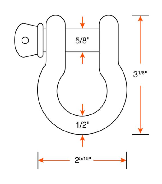 1/2" 4409 lbs galvanized screw pin anchor shackle