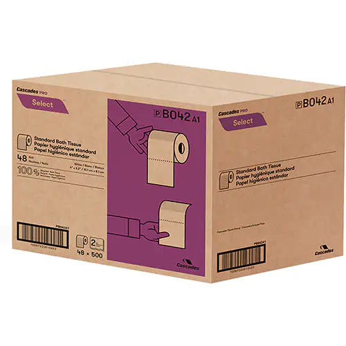 Pro Select® Toilet Paper, 2 Ply, 500 Sheets/Roll, White (case of 48)