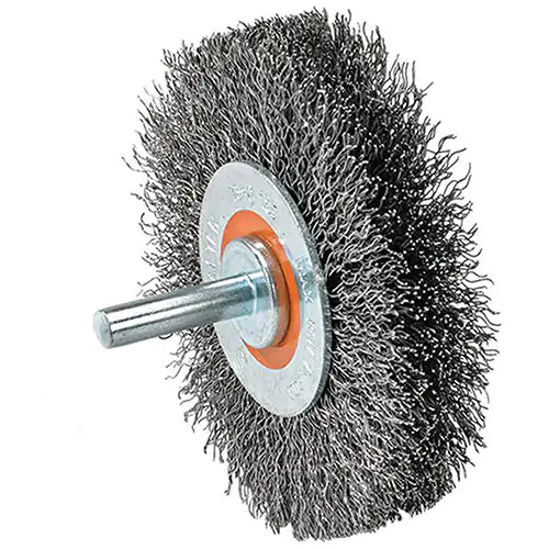 Mounted Crimped Wire Wheel, 3" Dia., 0.0118" Fill