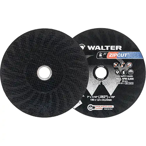 Walter Zipcut™ Reinforced Cut-Off Wheel, 7" x 1/16", 7/8" Arbor, Type 1, Aluminum Oxide, 8600 RPM