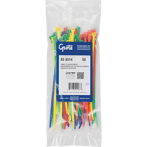 Nylon Cable Ties, 8" Long, 50 lbs. Tensile Strength pack of 50