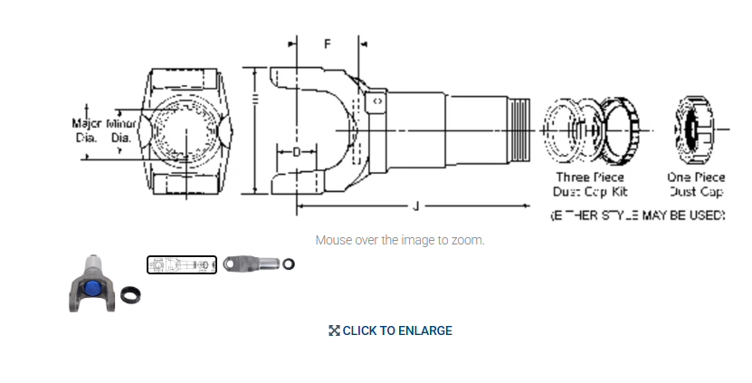 Spicer 1710 Series Steel Drive Shaft Slip Yoke, 2.5 in Spline Diameter, 1.938 in Bearing Cap Diameter SPI6-3-3441KX