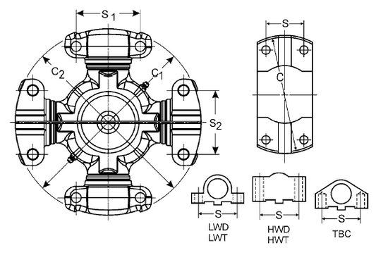 6C/62N Series Wing Bearing Style U-Joint 5-6000X