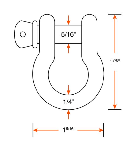 1/4" 1102 lbs galvanized screw pin anchor shackle