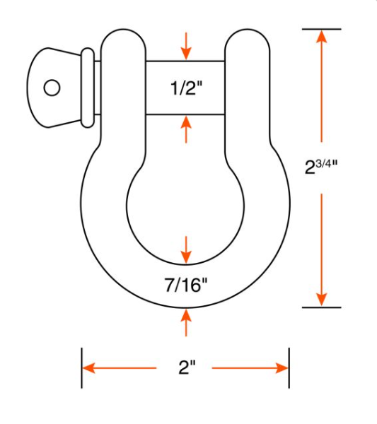 7/16" 3306 lbs galvanized screw pin anchor shackle
