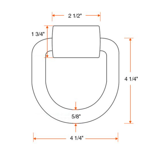 5/8" x 4 1/4" x 4 1/4" 18K weld-on tie-down ring
