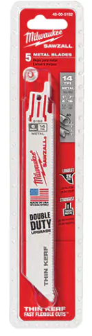 Milwaukee  The Torch™ Sawzall® Metal-Cutting Blades, Bi-Metal, 18 TPI, 9" L x 1" W