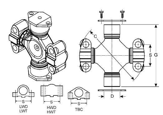 9C / 1810 Series Bearing Plate U-joint 5-324X