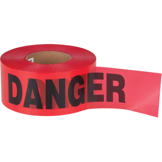 "Danger" Barricade Tape, Bilingual, 3" W x 1000' L, 2.5 mils, Black on Red