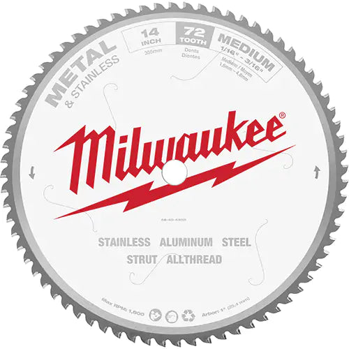 Endurance® Circular Saw Blade, 14", 72 Teeth, Metal Use