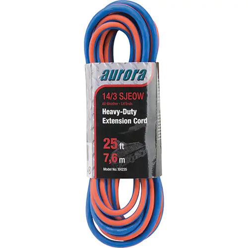 TPE-Rubber Extension Cord with Light Indicator, All-Weather, SJEOW, 14/3 AWG, 15 A, 3 Outlet(s), 50'
